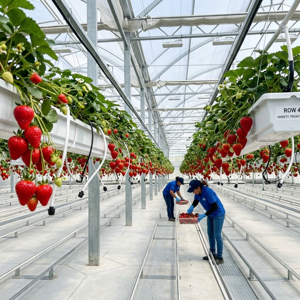 Dutch Bucket Hydroponics Strawberry Farm